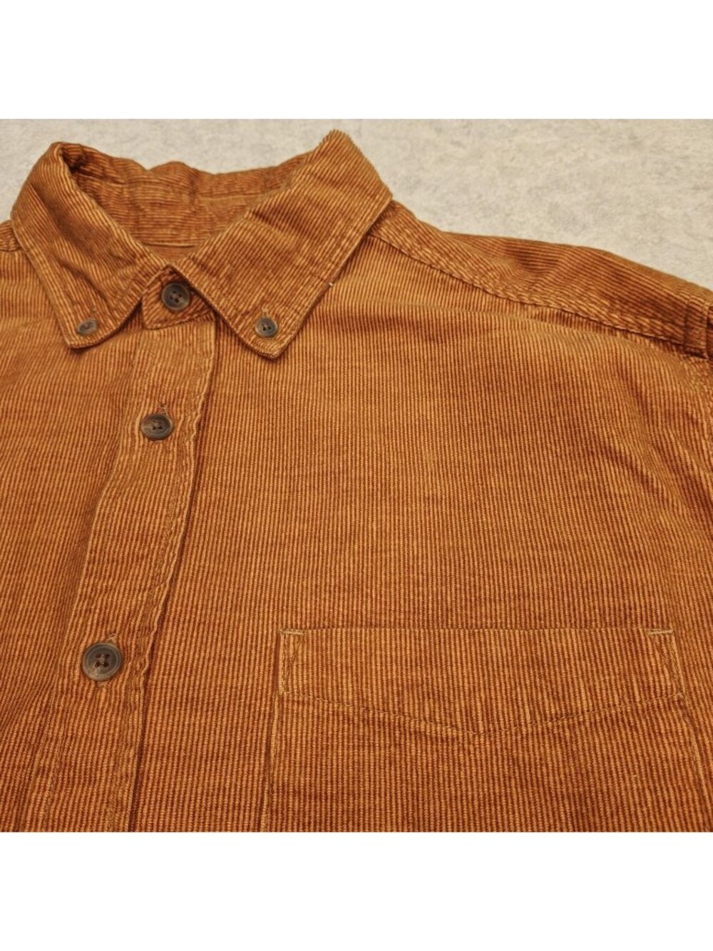 VTG The Territory Ahead Shirt Mens M Brown Corduroy Thin Wale Y2K Button Down